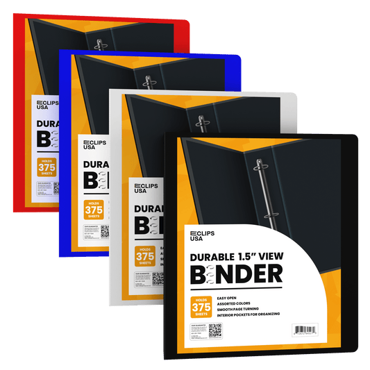 Großhandel 1.5' Binder in verschiedenen Farben mit 2 Innentaschen - Bulk Case von 24 Bindern
