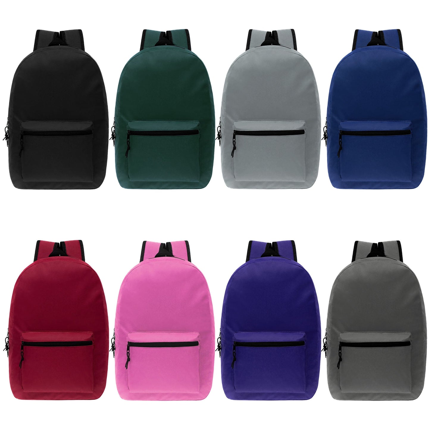 15 'Grundschule Kinder Basic Wholesale Rucksack in 8 Farben - Bulk Case von 24