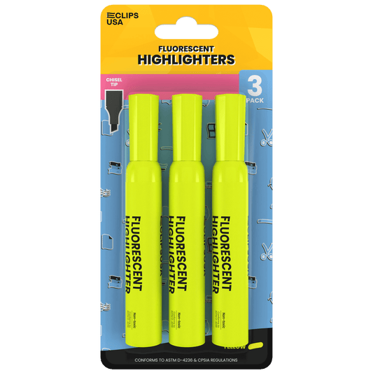 Gelbe Großhandels-Highlighter | Chisel-Tipp | 3 Packung - 36 Packs / Case - 108 Total Highlighters
