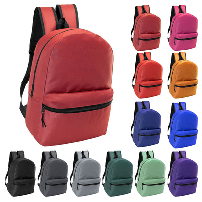 17' Kids Basic Wholesale Rucksack in 12 Farben - Bulk Case von 24 Bookbags