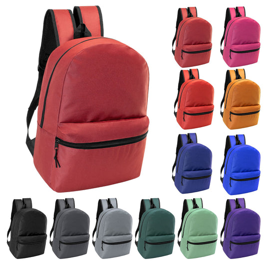 17' Kids Basic Wholesale Rucksack in 12 Farben - Bulk Case von 24 Bookbags