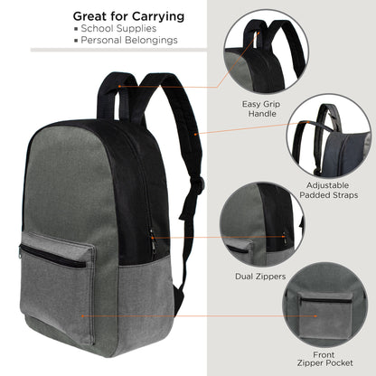 17 'Kids Basic Wholesale Rucksack in verschiedenen Grautönen - Bulk Case von 24 Rucksäcken