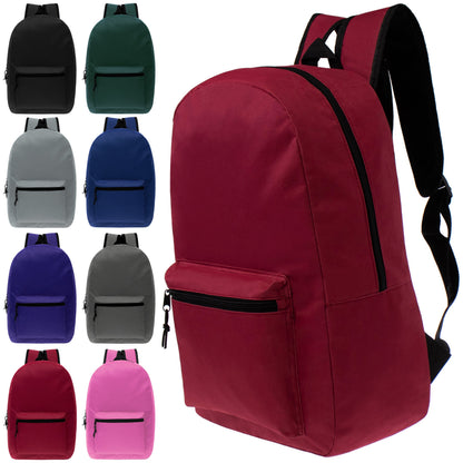 15 'Grundschule Kinder Basic Wholesale Rucksack in 8 Farben - Bulk Case von 24