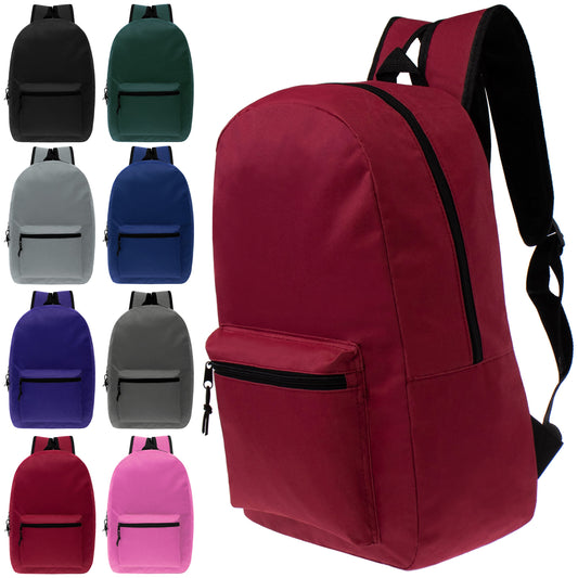 15 'Grundschule Kinder Basic Wholesale Rucksack in 8 Farben - Bulk Case von 24