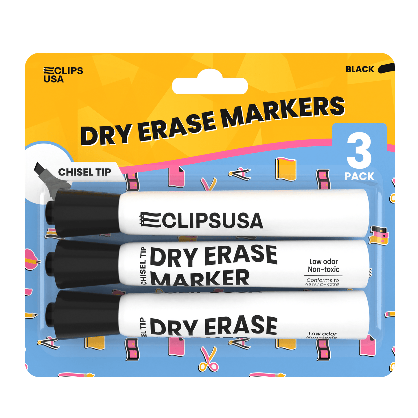 Großhandels-Schwarz-Dry-Erase-Marker - Chisel-Tipp - Bulk Case / 72 Packungen mit 3 - Total 216 Marker