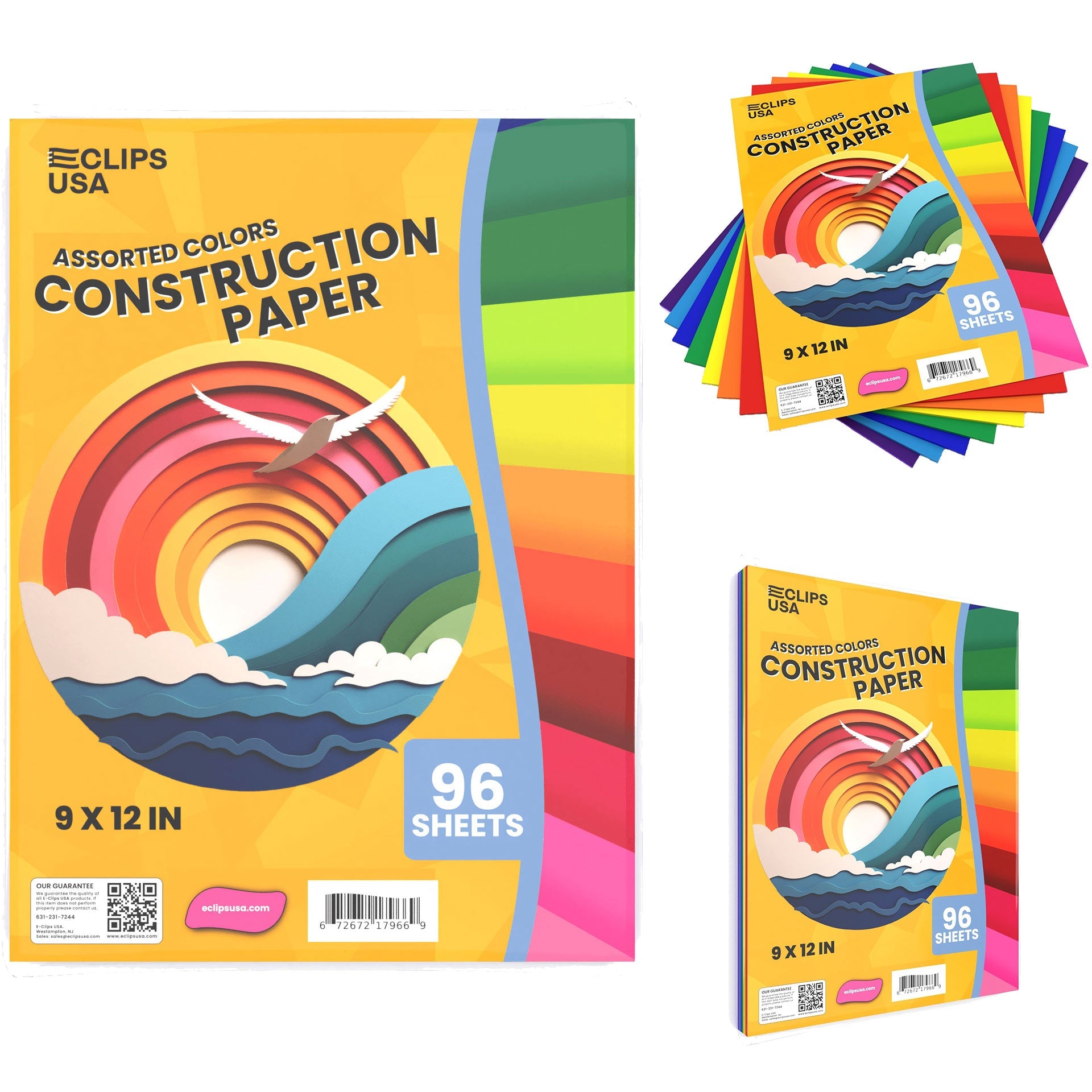 Großhandelsbaupapier - 96 Blätter - Verschiedene Farben - Sammelkoffer von 36 Packungen