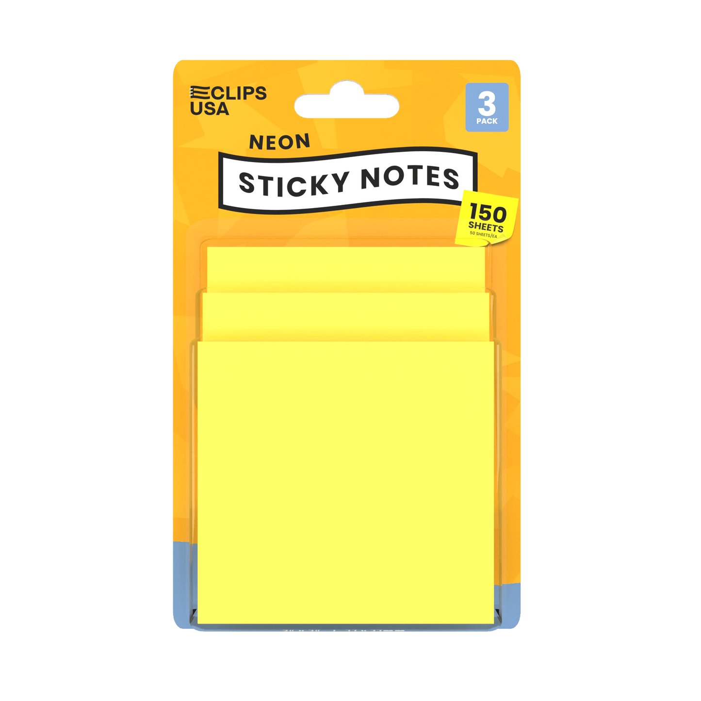 Neon Yellow Wholesale Sticky HINWEISE - 3 X 3 Zoll - 3 Pads / Packung - Bulk Case von 48 Packungen