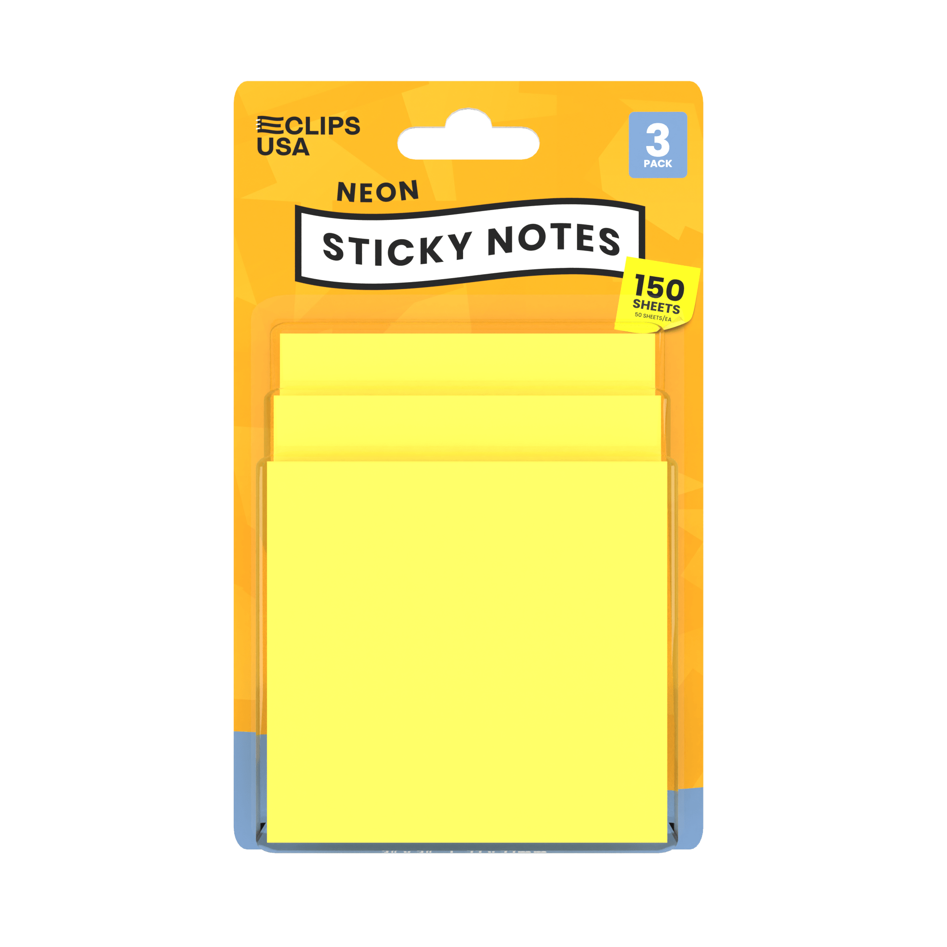 Neon Yellow Wholesale Sticky HINWEISE - 3 X 3 Zoll - 3 Pads / Packung - Bulk Case von 48 Packungen