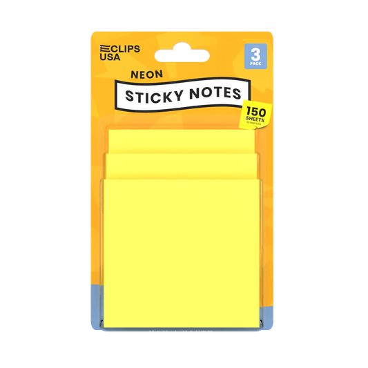 Neon Yellow Wholesale Sticky HINWEISE - 3 X 3 Zoll - 3 Pads / Packung - Bulk Case von 48 Packungen