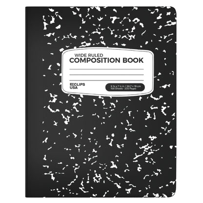Wide Ruled Wholesale Composition Notebooks in Schwarz - Bulk Case von 48 Notebooks