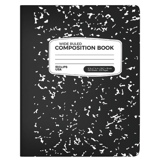 Wide Ruled Wholesale Composition Notebooks in Schwarz - Bulk Case von 48 Notebooks