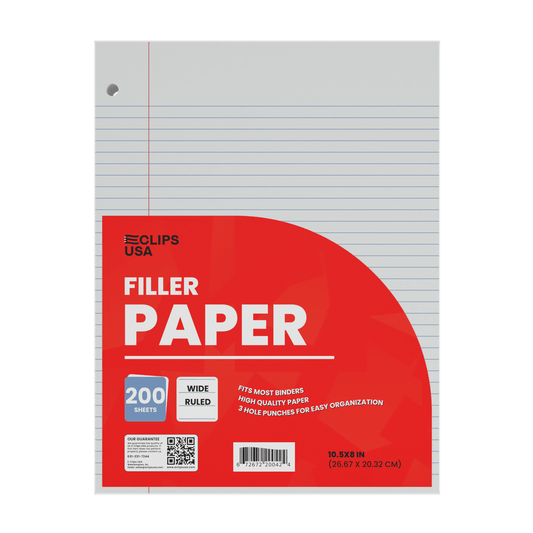 Großhandelsfüllpapier für die Rückkehr in die Schule - Wide Ruled - 200 Blätter - Bulk Case von 24 Packungen